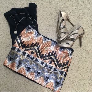 Metallic sequin miniskirt by Foreign Exchange!